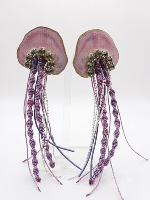 Summer jellyfish earrings new handmade purple