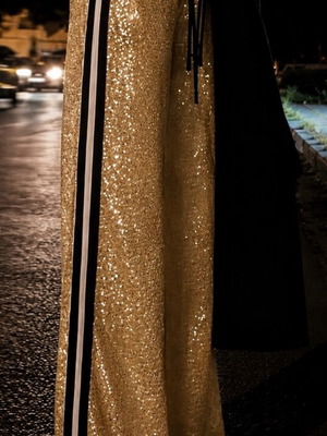 Fashion Limousine gold sequin wide-leg pants XS