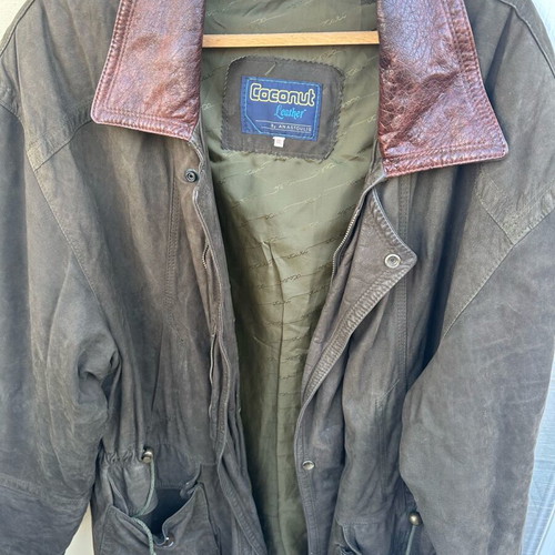 Leather anorak brown like new, size XXL