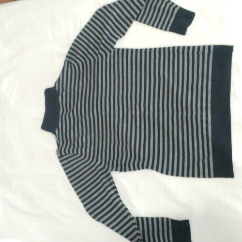 Striped pullover used, grey with zipper collar