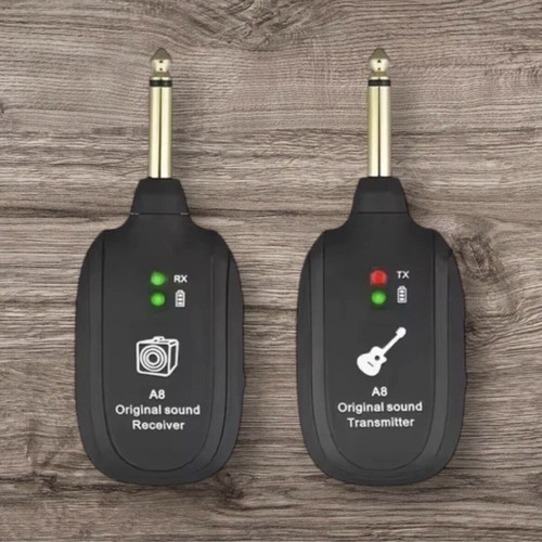 Wireless transmitter and receiver set for guitar and bouzouki