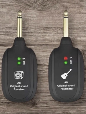 Wireless transmitter and receiver set for guitar and bouzouki