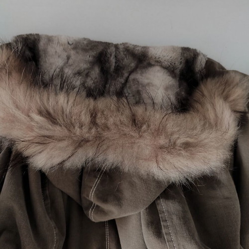 Rococo women's parka jacket khaki with natural fur and sequins