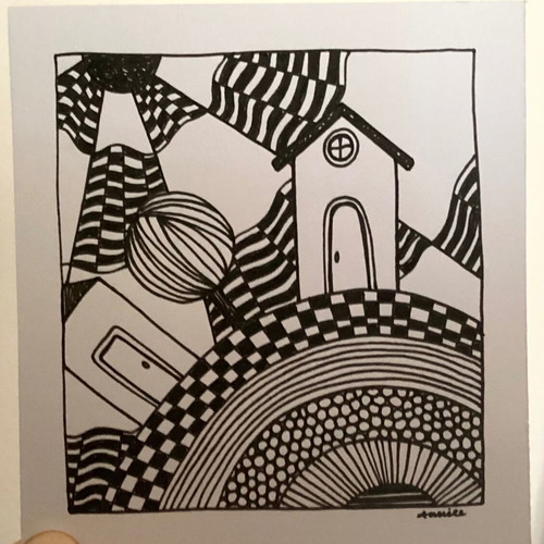 Mini house sketch new, handmade on Bristol 250gr paper