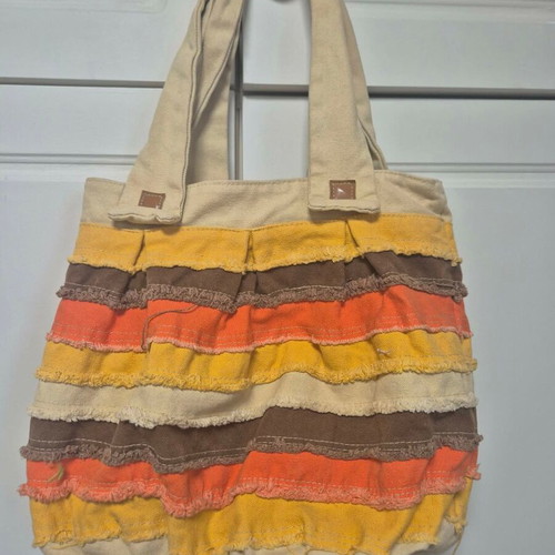 Summer bag made of canvas, like new, multicolor 36x30 cm