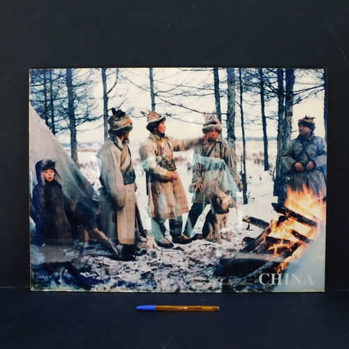 Plastic laminated photo on wooden surface 45x60 cm
