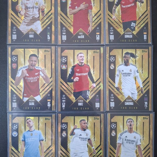 Match Attax 2024/25 100 Club Cards Set, New, 9 Cards