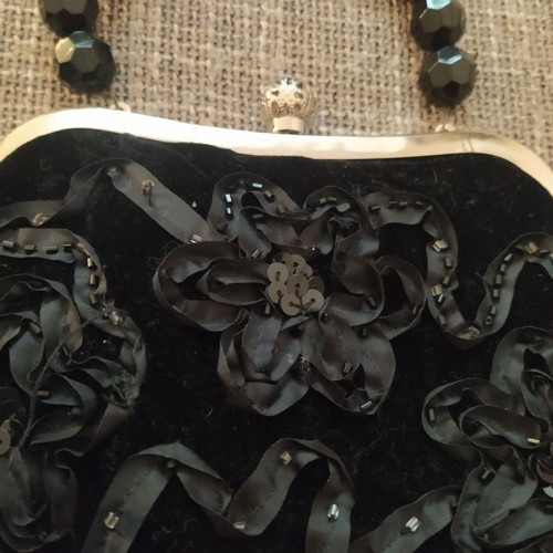 Vintage velvet hand bag used