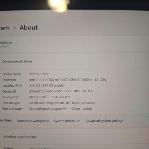 Microsoft Surface Laptop GO 2 10" used with keyboard and charger