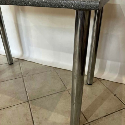 Kitchen table with metal legs and wooden granite-effect top 74x105x60