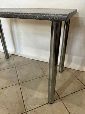 Kitchen table with metal legs and wooden granite-effect top 74x105x60