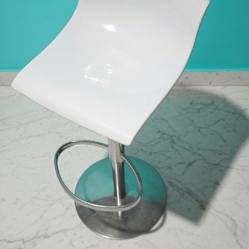 Bar stool white modern with chrome base, used, set of 2