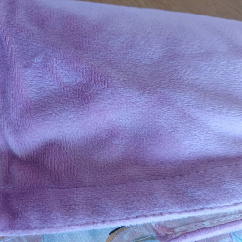 Handmade baby blanket double-sided with romantic design and pink velvet
