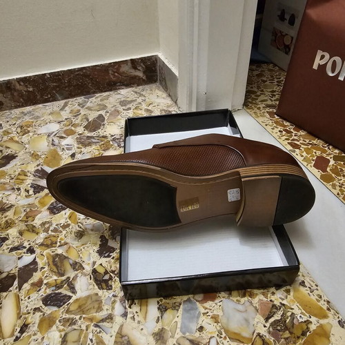 Leather shoes size 45, brown moccasins