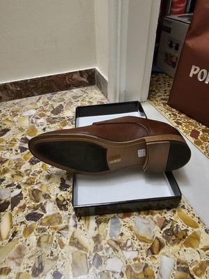Leather shoes size 45, brown moccasins