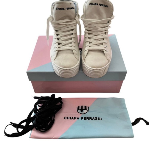 Chiara Ferragni women's white sneakers like new, size EU37