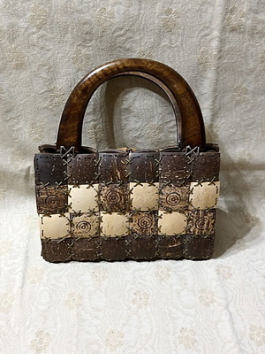 Handmade Boho Coconut Shell & Wood Bag