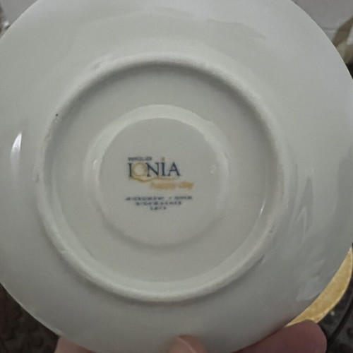 Ionia Ellas coffee set 6 saucers 5 demitasse cups Happy Day series like new