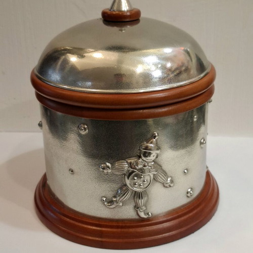 Chopard Royal Selangor Pewter & Wood Happy Clown Storage Box like new