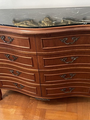 Vintage Louis XV Style Buffet with Black Marble Top like new