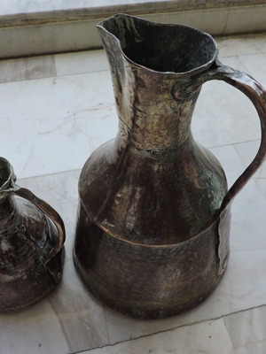 Copper jug used, handmade, vintage