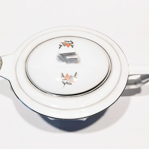 Art Deco teapot used, porcelain with geometric design