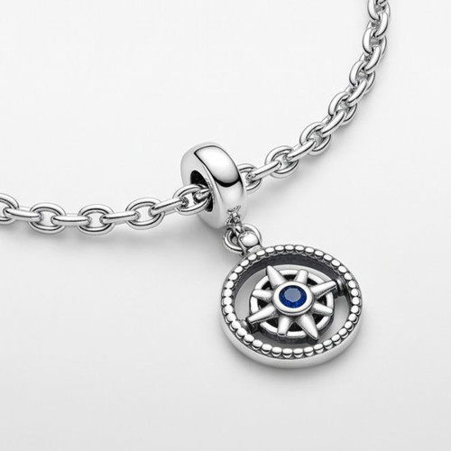 Pandora Rotating Compass Charm S925 New, Blue and Silver