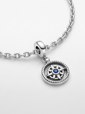 Pandora Rotating Compass Charm S925 New, Blue and Silver