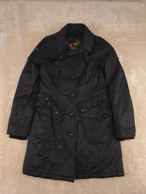 Khujo men's jacket black military style with epaulettes and embroidery