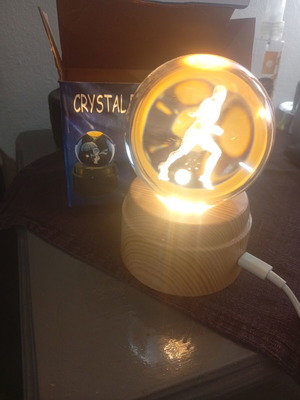 Lamp ball with football player rotating, new