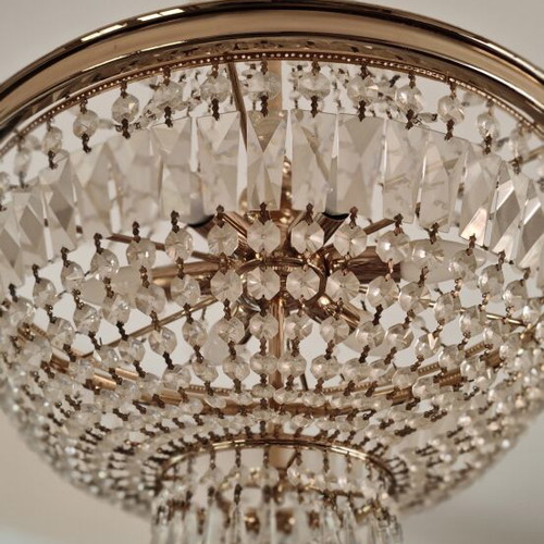 Vintage Empire Basket crystal chandelier, solid brass & Bohemia crystals