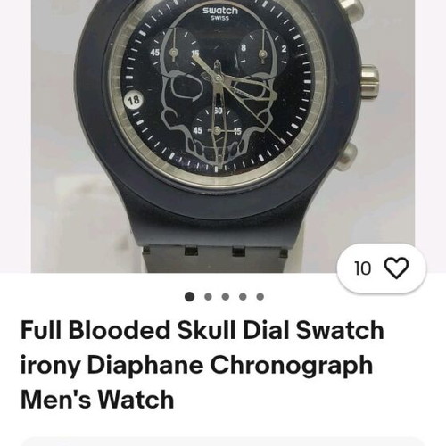 Swatch Irony Diaphane Chrono Full Blooded Black Skull like new