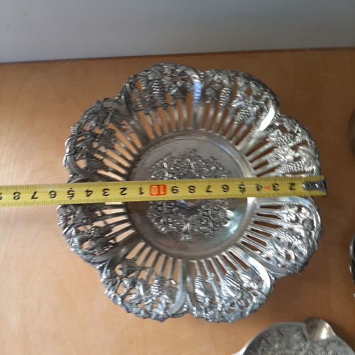Vintage metalware set used, bronze and silver plated