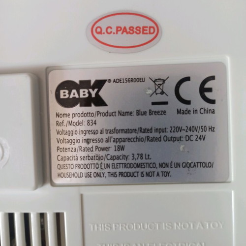 Ultrasonic Humidifier Blue Breeze by OK Baby used