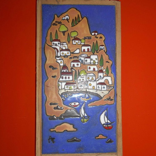 Ceramic wall decoration tile used, Aegean Island by Angelos Tsakirakis