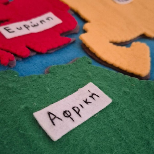 Montessori World Map felt handmade used with detachable continents
