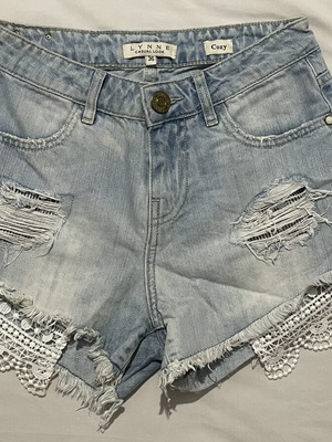 Lynne light blue jean shorts with lace, like new, size S