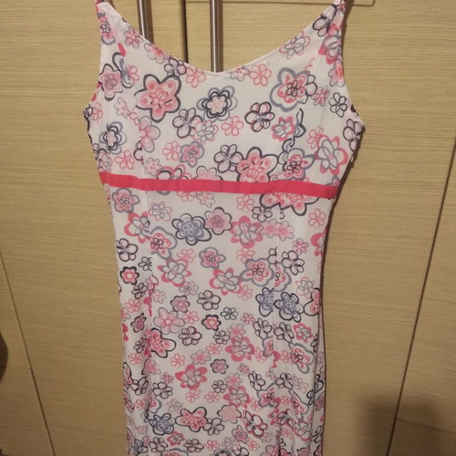 Sleeveless dress for women, pink and white, size XL
