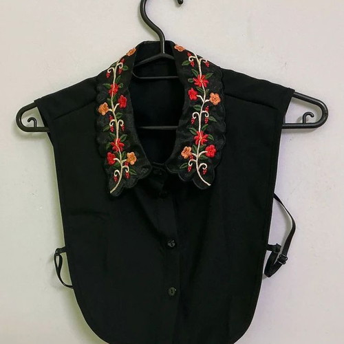 Black embroidered collar with adjustable straps