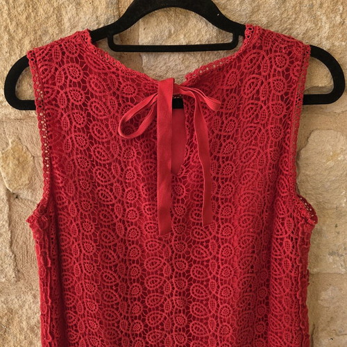 Massimo Dutti Guipure Crochet Lace Shift Dress like new, red, size M