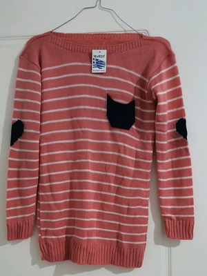 Pink blouse with black hearts on sleeves one size new