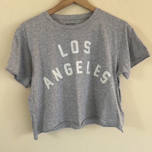 Juicy Couture Black Label Grey Cropped T-Shirt Los Angeles size M like new