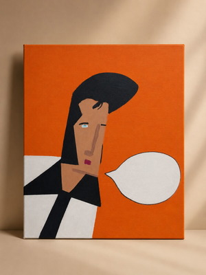Χειροποίητος ακρυλικός πίνακας Elvis Presley 40×40 εκ. πρωτότυπο έργο τέχνης