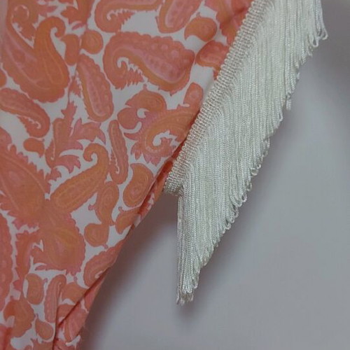 Maxi dress Zini new, pink-salmon with fringed sleeves, size 38