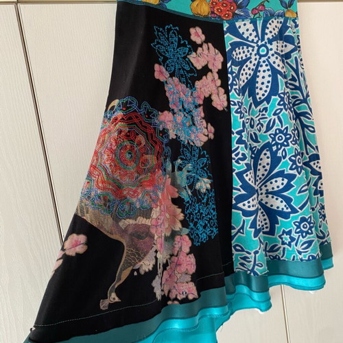 Desigual vintage A-line skirt with silk ruffle, like new