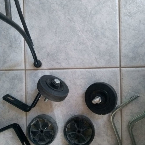 Bicycle training wheels used, 2 pairs plastic and rubber