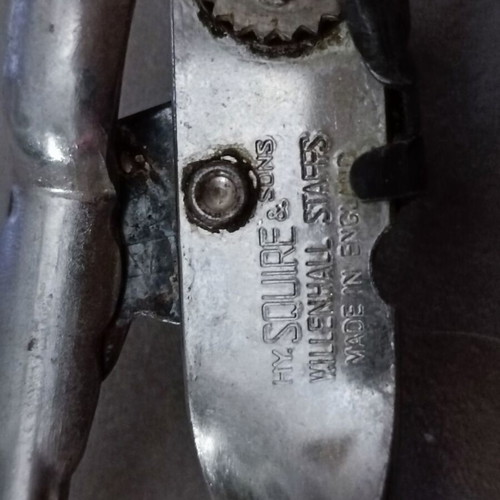H. Squire & Sons Willenhall Staffs Bottle Opener used, blue blade, 1950