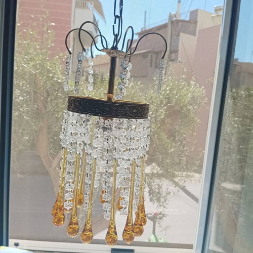 Vintage lighting set used with Murano crystals, chandeliers and wall sconces
