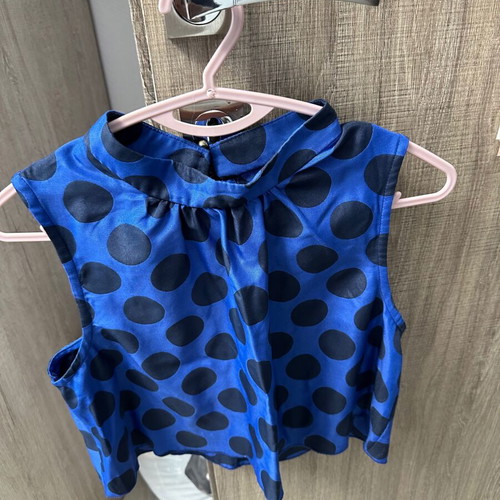 Lune skirt and top set blue electric with black polka dots
