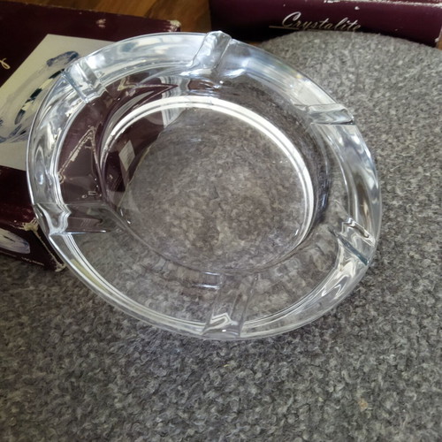 Bohemia vintage ashtrays new with boxes, crystalite clarity and shine